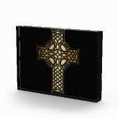 Celtic Knot Cross in Gold und Schwarz Fotoblock (Rechts)