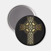Celtic Knot Cross in Gold und Schwarz Magnet (Vorderseite/Rückseite)