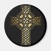 Celtic Knot Cross in Gold und Schwarz Magnet (Vorne)