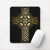 Celtic Knot Cross in Gold und Schwarz Mousepad (Mit Mouse)