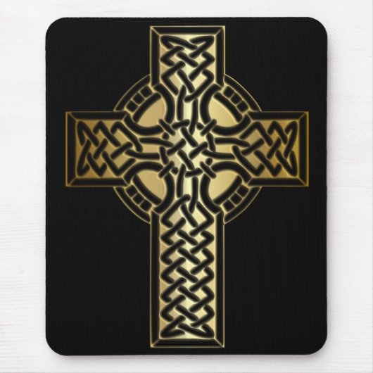 Celtic Knot Cross in Gold und Schwarz Mousepad (Vorne)
