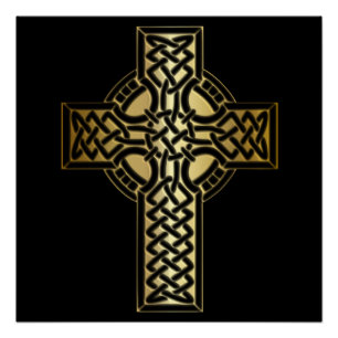 Celtic Knot Cross in Gold und Schwarz Poster