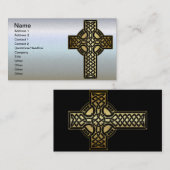 Celtic Knot Cross in Gold und Schwarz Visitenkarte (Vorne/Hinten)