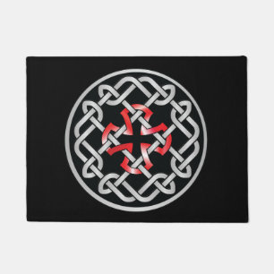 Celtic Knot Cross Red Metallic Doormat Fußmatte