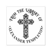Celtic Knot Cross Round Library Name Permastempel (Design)