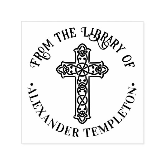 Celtic Knot Cross Round Library Name Permastempel (Design)