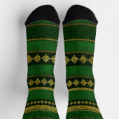 Celtic Knot Decorative Gold und Green Muster Socken (Oben)