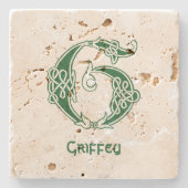 Celtic Knot Decorative Hauptstadt G Glas aus dem 1 Steinuntersetzer (Vorderseite)