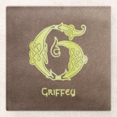 Celtic Knot Decorative Hauptstadt G Glasuntersetzer (Vorderseite)