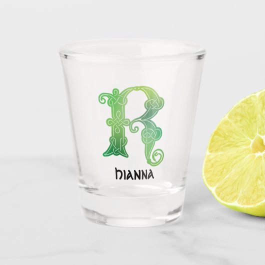 Celtic Knot Decorative Hauptstadt R Schnapsglas (Vorderseite)