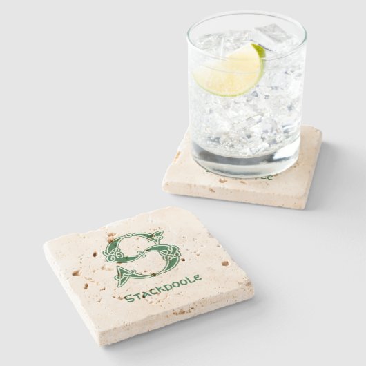 Celtic Knot Decorative Hauptstadt S Steinuntersetzer (Seitenansicht)