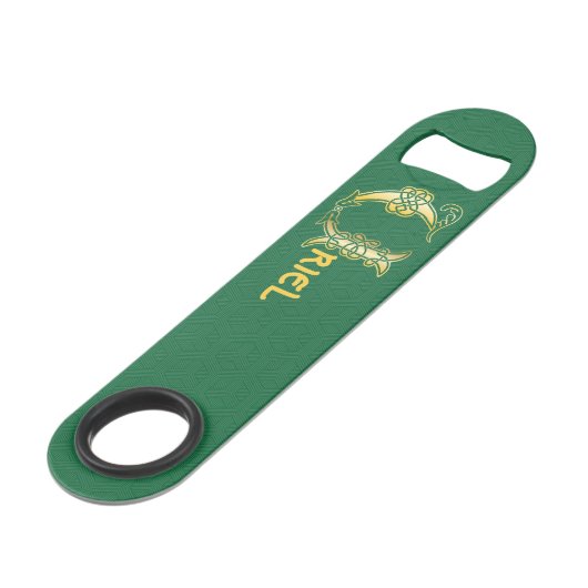 Celtic Knot Decorative Hauptstadt U Speed Flaschenöffner (Vorderseite Schrägansicht)