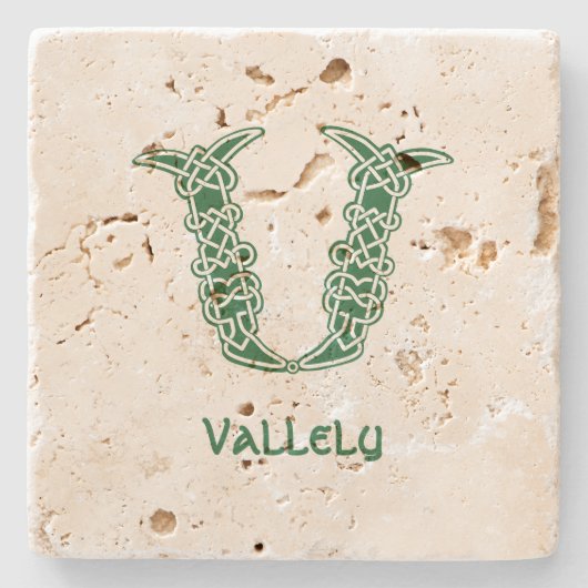 Celtic Knot Decorative Hauptstadt V Steinuntersetzer (Vorderseite)