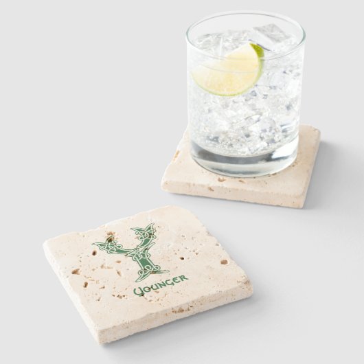 Celtic Knot Decorative Hauptstadt Y aus dem 16. Ja Steinuntersetzer (Seitenansicht)