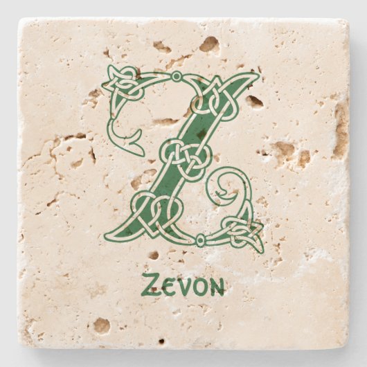 Celtic Knot Decorative Hauptstadt Z Steinuntersetzer (Vorderseite)