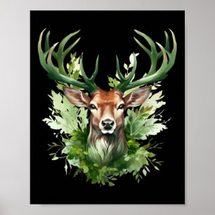 Celtic Knot Deer Irish Elk Green St. Patrick's Day Poster
