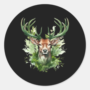 Celtic Knot Deer Irish Elk Green St. Patrick's Day Runder Aufkleber