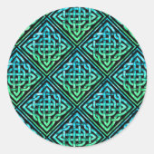 Celtic Knot - Diamond Blue Green Classic Round Sti Runder Aufkleber (Vorderseite)
