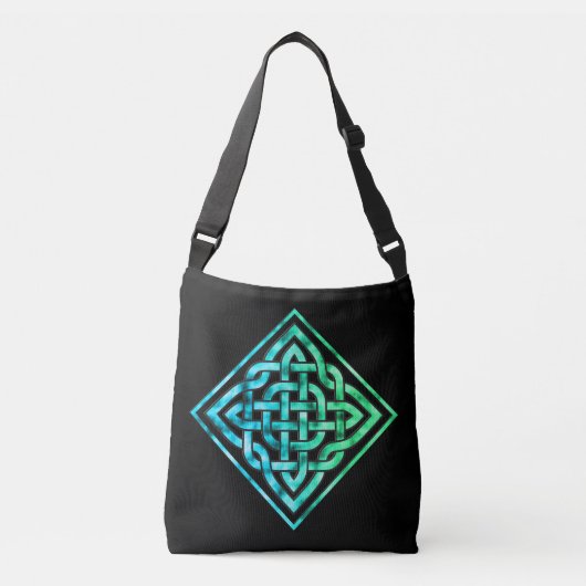 Celtic Knot - Diamond Blue Green Cross Body Bag Tragetaschen Mit Langen Trägern (Vorderseite)
