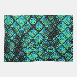 Celtic Knot - Diamond Blue Green Geschirrtuch