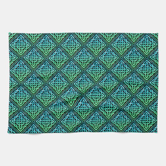 Celtic Knot - Diamond Blue Green Geschirrtuch (Horizontal)