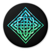 Celtic Knot - Diamond Blue Green Keramikknauf (Vorderseite)