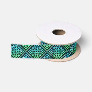 Celtic Knot - Diamond Blue Green Satinband