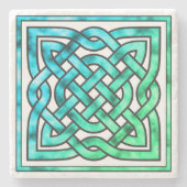 Celtic Knot - Diamond Blue Green Steinuntersetzer (Vorderseite)