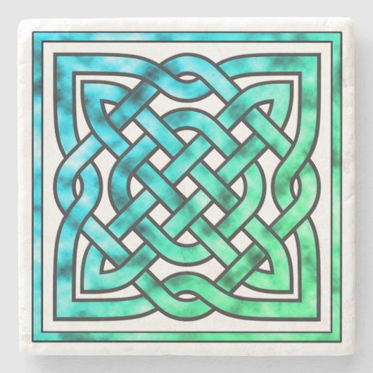 Celtic Knot - Diamond Blue Green Steinuntersetzer (Vorderseite)