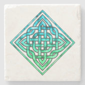 Celtic Knot - Diamond Blue Green Steinuntersetzer (Vorderseite)