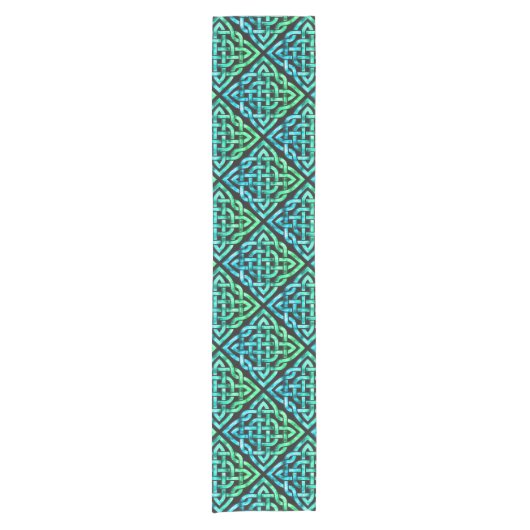 Celtic Knot - Diamond Blue Green Table Runner Kurzer Tischläufer (Vorderseite)