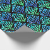 Celtic Knot Diamond Blue Green Tiled Design 2 Geschenkpapier (Ecke)