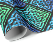 Celtic Knot Diamond Blue Green Tiled Design 2 Geschenkpapier (Rolleneckpunkt)