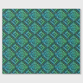 Celtic Knot Diamond Blue Green Tiled Wrapping Pape Geschenkpapier (Flach)