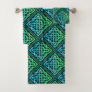 Celtic Knot - Diamond Blue Green Towel Set