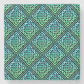 Celtic Knot - Diamond Tile Blue Green Steinuntersetzer (Vorderseite)