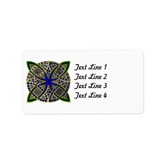 Celtic Knot Doodle Green Blue Adressaufkleber (Vorne)