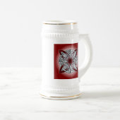 Celtic Knot Doodle Maroon Red Bierglas (VorderseiteRechts)