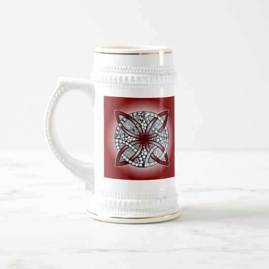 Celtic Knot Doodle Maroon Red Bierglas (Links)