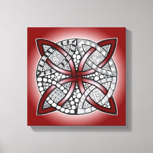 Celtic Knot Doodle Maroon Red Leinwanddruck (Vorderseite)