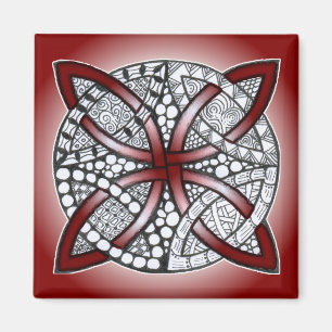 Celtic Knot Doodle Maroon Red Magnet