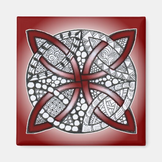 Celtic Knot Doodle Maroon Red Magnet (Vorne)