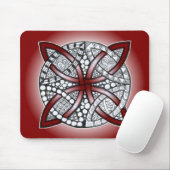Celtic Knot Doodle Maroon Red Mousepad (Mit Mouse)