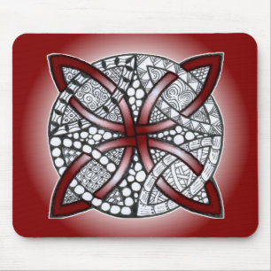 Celtic Knot Doodle Maroon Red Mousepad