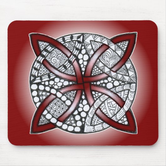 Celtic Knot Doodle Maroon Red Mousepad (Vorne)