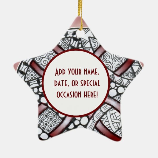 Celtic Knot Doodle Maroon Rote Keramik Ornament (Hinten)