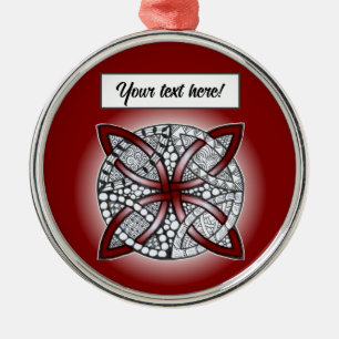 Celtic Knot Doodle Maroon Roter Metal Ornament Aus Metall