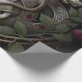 Celtic Knot Dragon Goth Rote Rosen Geschenkpapier (Ecke)