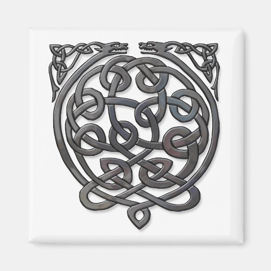 Celtic Knot Dragons - Black Chrome Magnet (Vorne)
