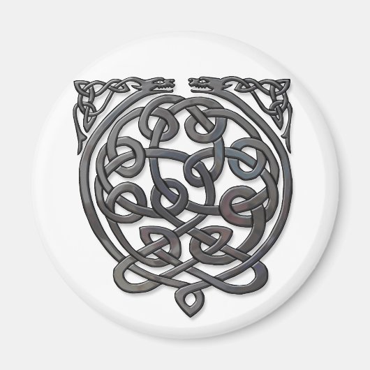 Celtic Knot Dragons - Black Chrome Magnet (Vorne)